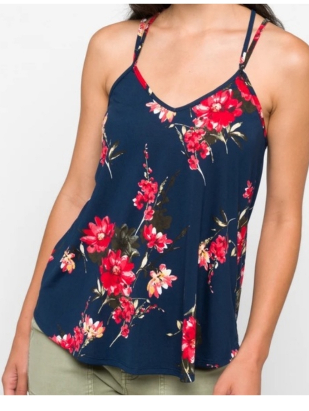 NWT Papermoon Navy Floral Strappy Tank Top 2x
